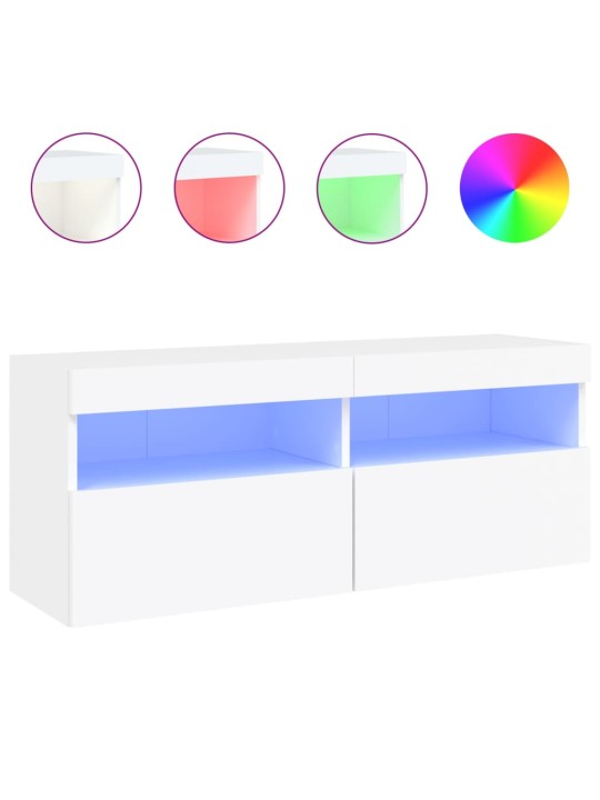 Nástěnná TV skříňka s LED osvětlením bílá 100 x 30 x 40 cm