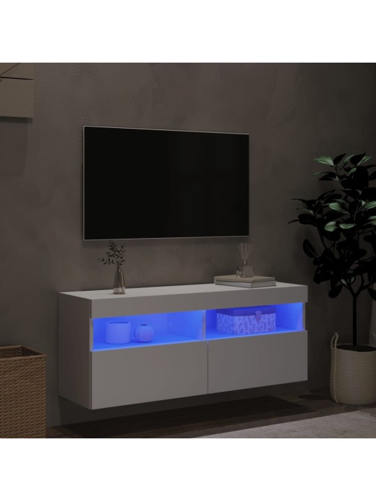 Nástěnná TV skříňka s LED osvětlením bílá 100 x 30 x 40 cm