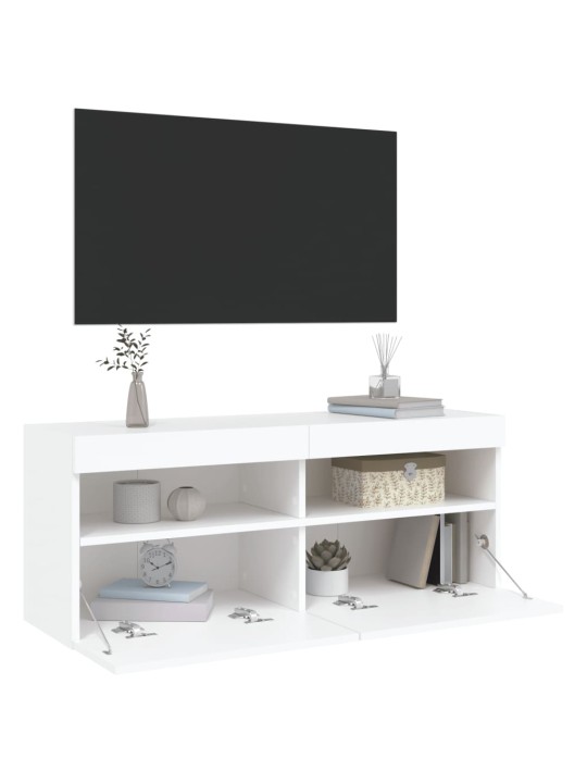Nástěnná TV skříňka s LED osvětlením bílá 100 x 30 x 40 cm