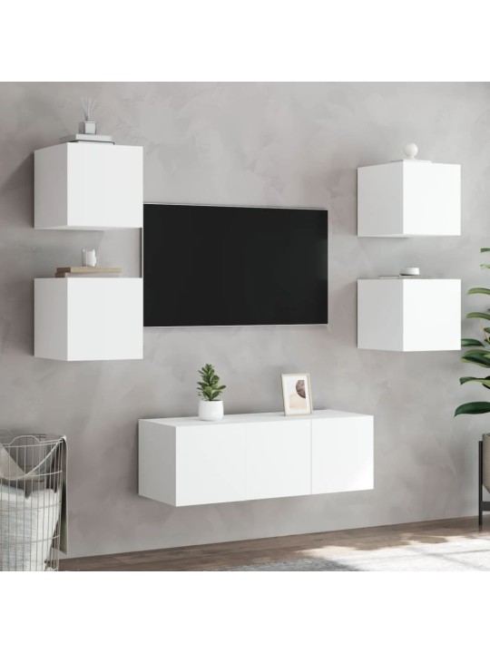 Nástěnné TV skříňky s LED osvětlením 2 ks bílé 30,5x35x30 cm