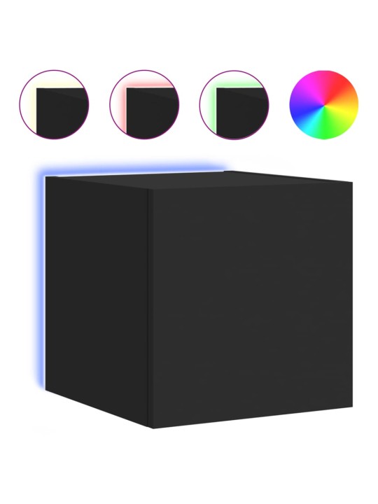 Nástěnná TV skříňka s LED osvětlením černá 30,5 x 35 x 30 cm