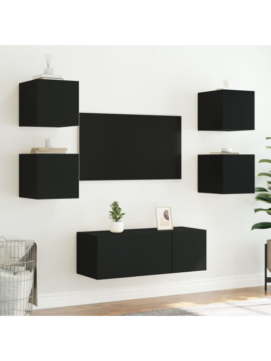 Nástěnná TV skříňka s LED osvětlením černá 30,5 x 35 x 30 cm