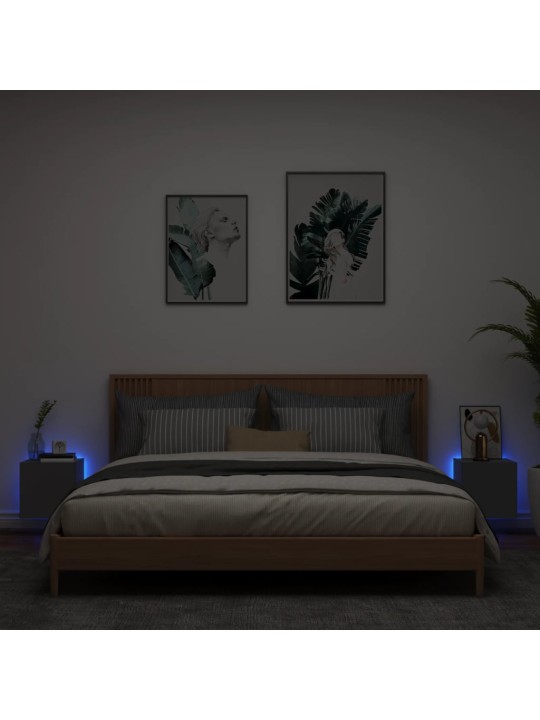 Nástěnné TV skříňky s LED osvětlením 2 ks černé 30,5x35x30 cm