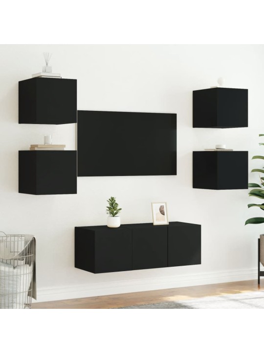 Nástěnné TV skříňky s LED osvětlením 2 ks černé 30,5x35x30 cm