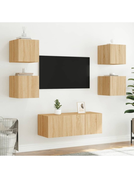 Nástěnné TV skříňky s LED 2 ks dub sonoma 30,5 x 35 x 30 cm