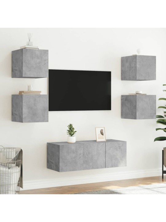 Nástěnná TV skříňka s LED osvětlením betonově šedá 30,5x35x30cm
