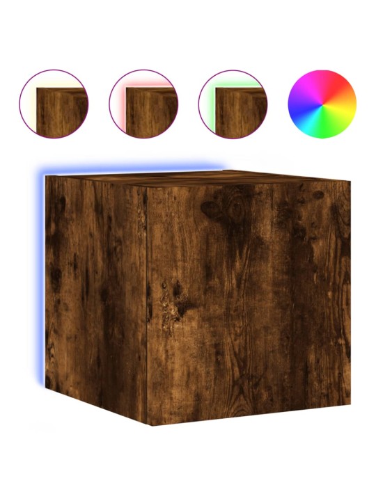 Nástěnná TV skříňka s LED osvětlením kouřový dub 30,5x35x30 cm