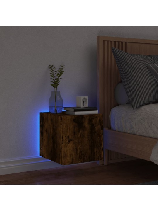 Nástěnná TV skříňka s LED osvětlením kouřový dub 30,5x35x30 cm