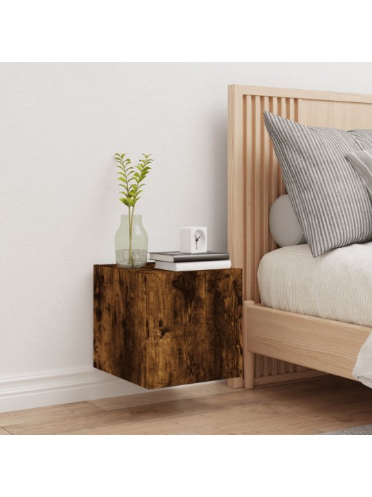 Nástěnná TV skříňka s LED osvětlením kouřový dub 30,5x35x30 cm