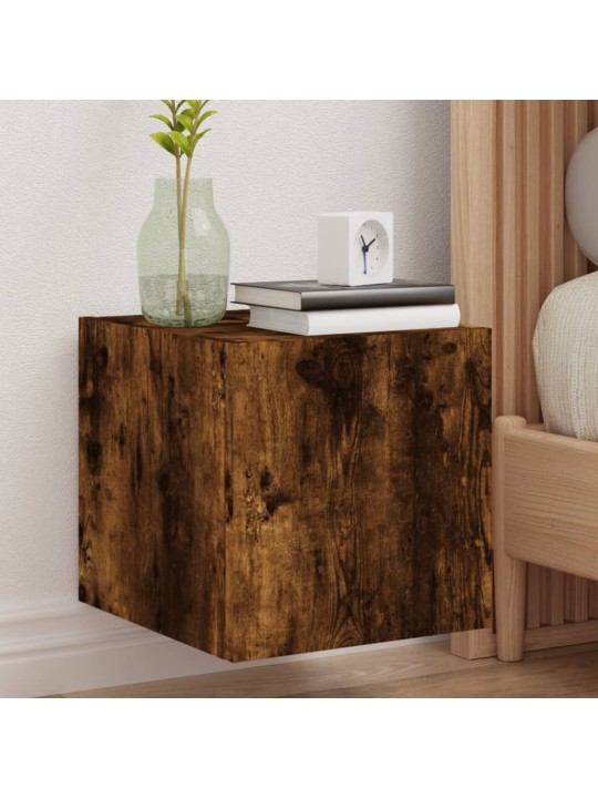 Nástěnná TV skříňka s LED osvětlením kouřový dub 30,5x35x30 cm