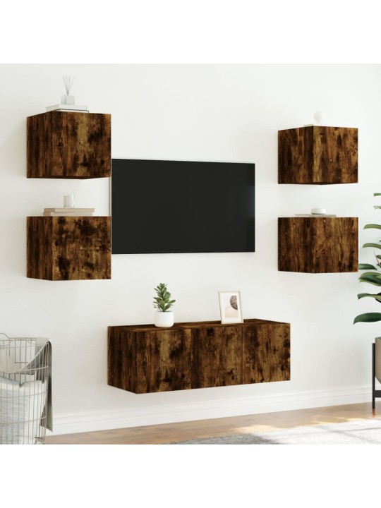 Nástěnné TV skříňky s LED 2 ks kouřový dub 30,5 x 35 x 30 cm