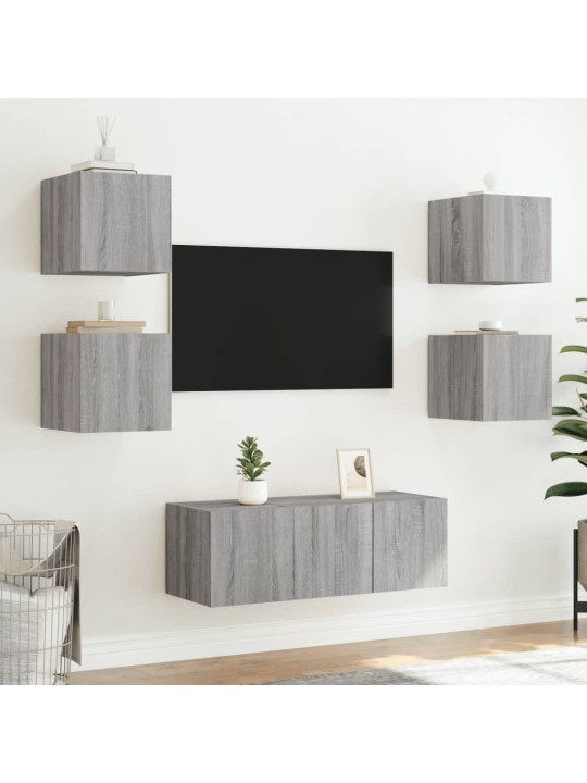 Nástěnná TV skříňka s LED osvětlením šedá sonoma 30,5x35x30 cm