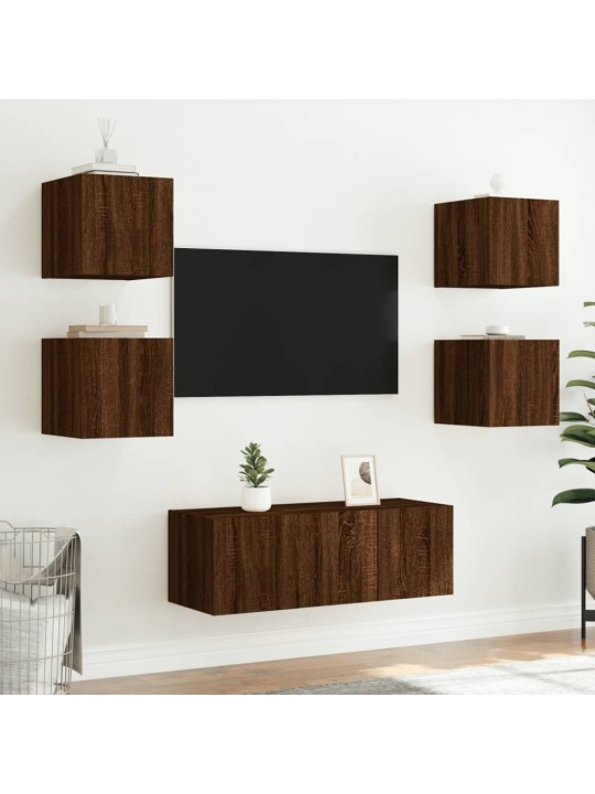 Nástěnná TV skříňka s LED osvětlením hnědý dub 30,5x35x30 cm
