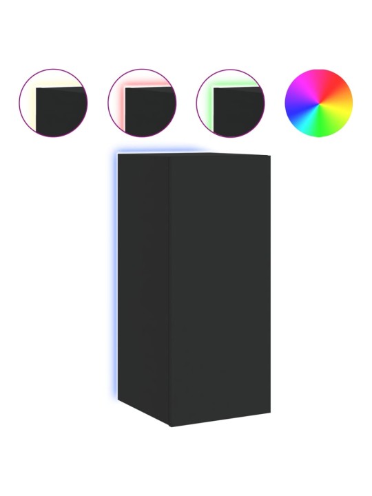 Nástěnná TV skříňka s LED osvětlením černá 30,5 x 35 x 70 cm