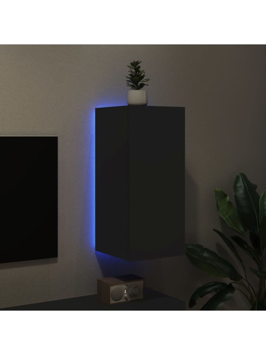 Nástěnná TV skříňka s LED osvětlením černá 30,5 x 35 x 70 cm