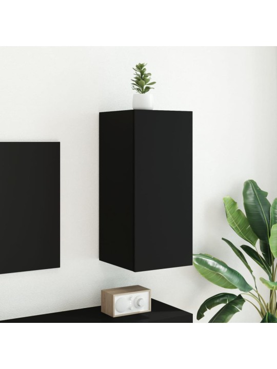 Nástěnná TV skříňka s LED osvětlením černá 30,5 x 35 x 70 cm