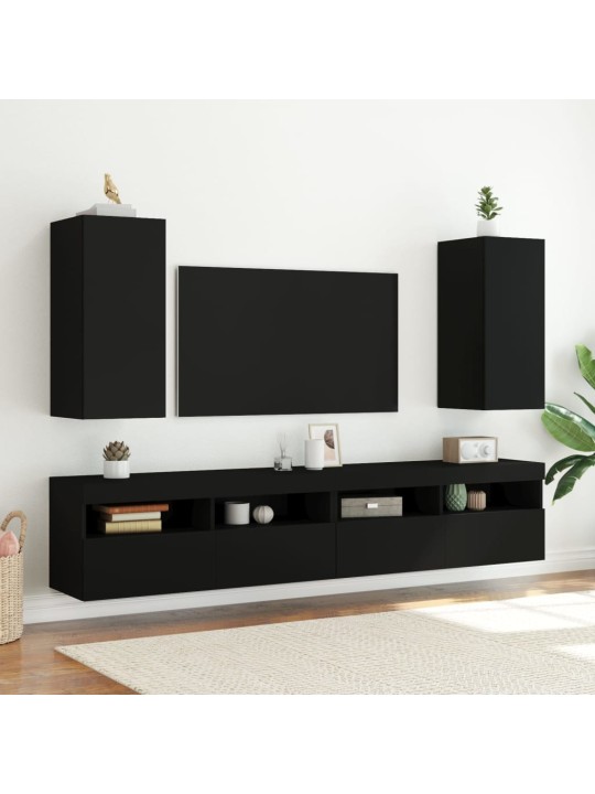 Nástěnná TV skříňka s LED osvětlením černá 30,5 x 35 x 70 cm