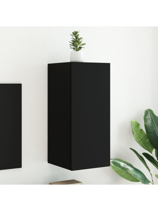 Nástěnná TV skříňka s LED osvětlením černá 30,5 x 35 x 70 cm