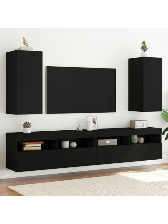 Nástěnné TV skříňky s LED osvětlením 2 ks černé 30,5x35x70 cm