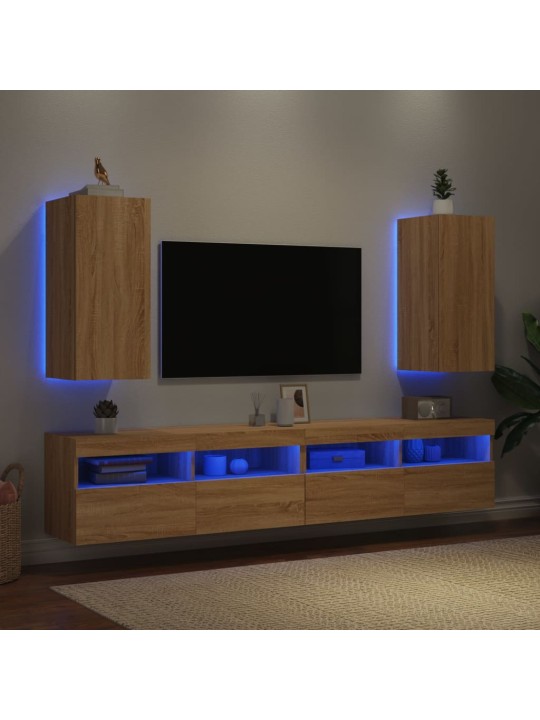Nástěnné TV skříňky s LED 2 ks dub sonoma 30,5 x 35 x 70 cm