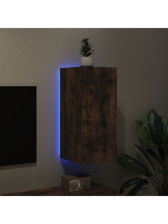 Nástěnná TV skříňka s LED osvětlením kouřový dub 30,5x35x70 cm