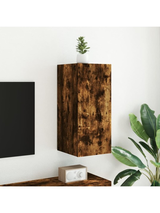 Nástěnná TV skříňka s LED osvětlením kouřový dub 30,5x35x70 cm