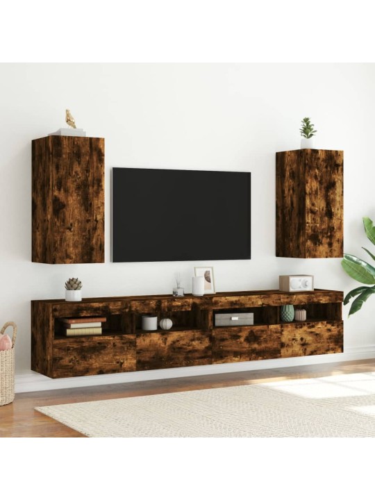 Nástěnná TV skříňka s LED osvětlením kouřový dub 30,5x35x70 cm