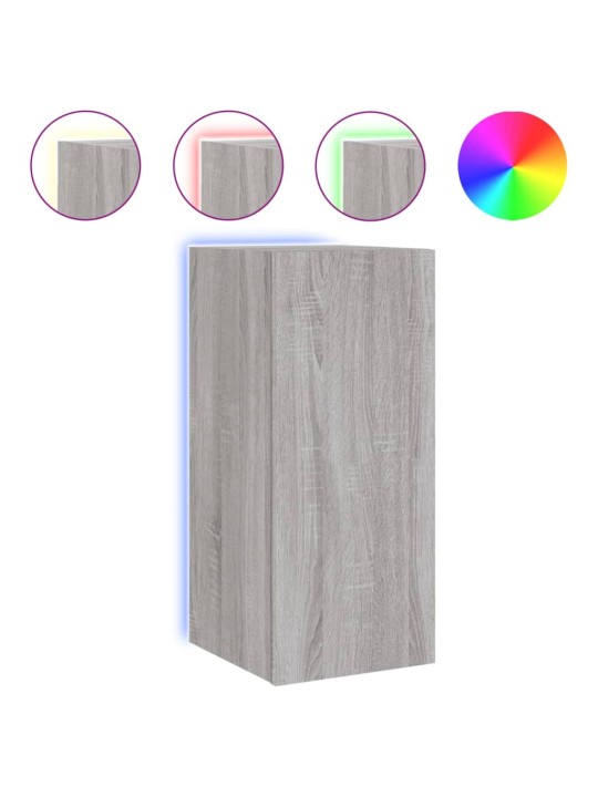 Nástěnná TV skříňka s LED osvětlením šedá sonoma 30,5x35x70 cm