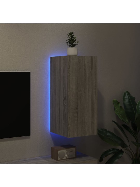 Nástěnná TV skříňka s LED osvětlením šedá sonoma 30,5x35x70 cm