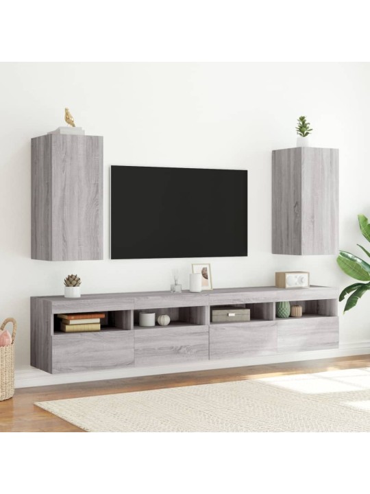 Nástěnná TV skříňka s LED osvětlením šedá sonoma 30,5x35x70 cm