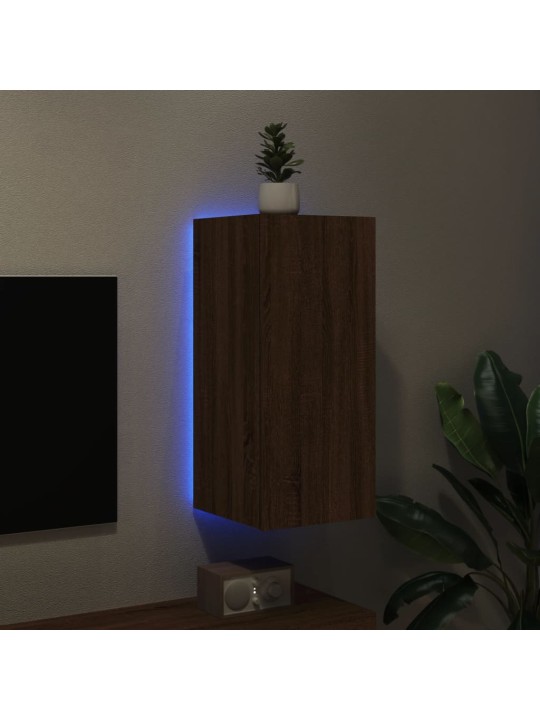 Nástěnná TV skříňka s LED osvětlením hnědý dub 30,5x35x70 cm