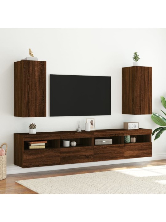 Nástěnná TV skříňka s LED osvětlením hnědý dub 30,5x35x70 cm