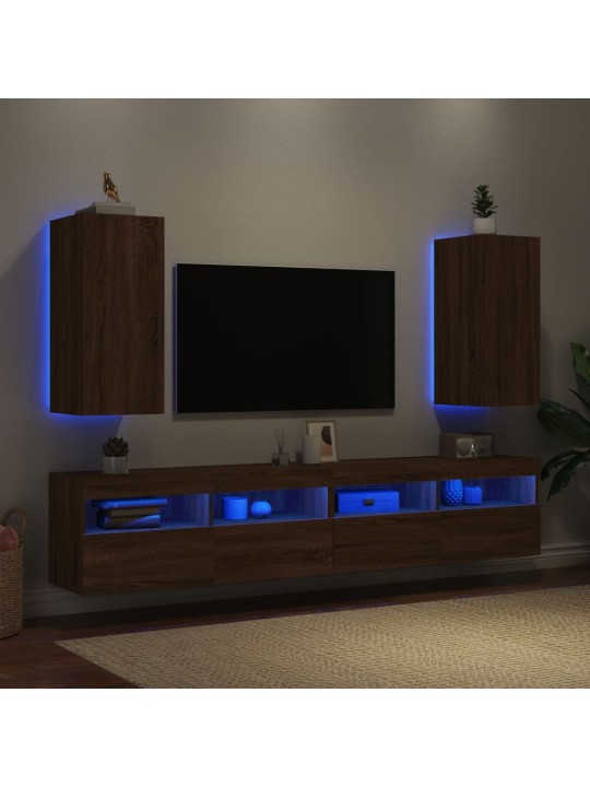 Nástěnné TV skříňky s LED 2 ks hnědý dub 30,5 x 35 x 70 cm