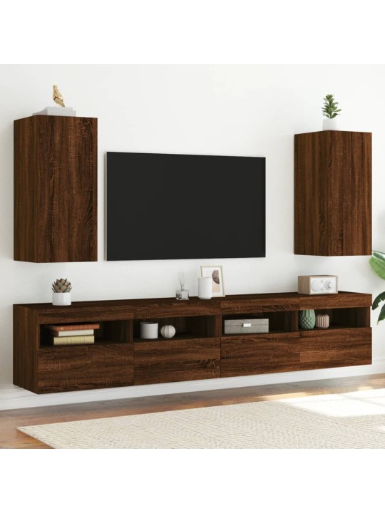 Nástěnné TV skříňky s LED 2 ks hnědý dub 30,5 x 35 x 70 cm