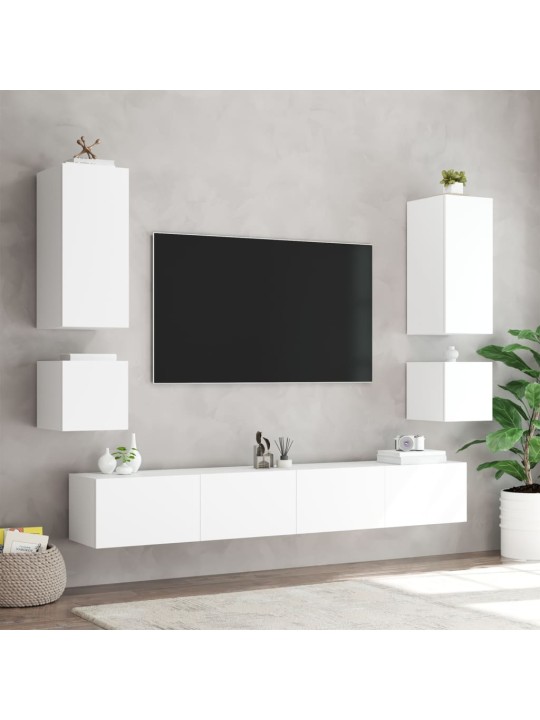 Nástěnná TV skříňka s LED osvětlením bílá 40,5 x 35 x 40 cm