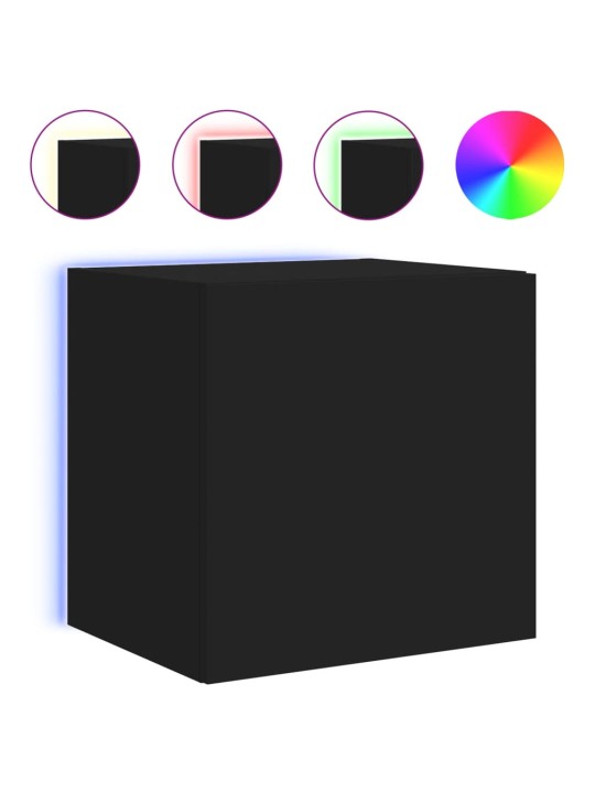 Nástěnná TV skříňka s LED osvětlením černá 40,5 x 35 x 40 cm