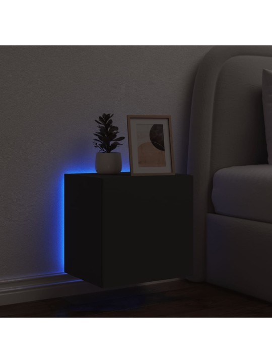 Nástěnná TV skříňka s LED osvětlením černá 40,5 x 35 x 40 cm