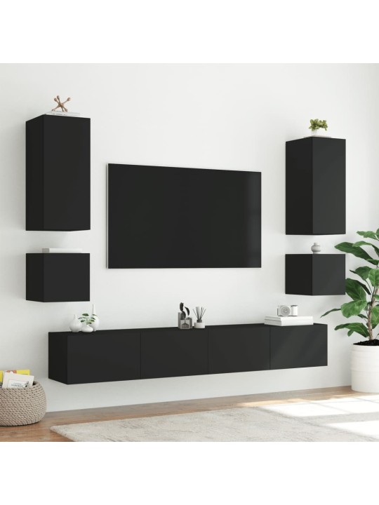 Nástěnná TV skříňka s LED osvětlením černá 40,5 x 35 x 40 cm