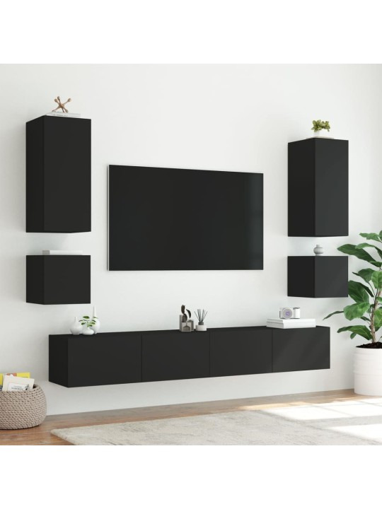 Nástěnné TV skříňky s LED osvětlením 2 ks černé 40,5x35x40 cm