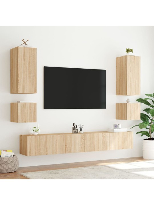 Nástěnná TV skříňka s LED osvětlením dub sonoma 40,5x35x40 cm