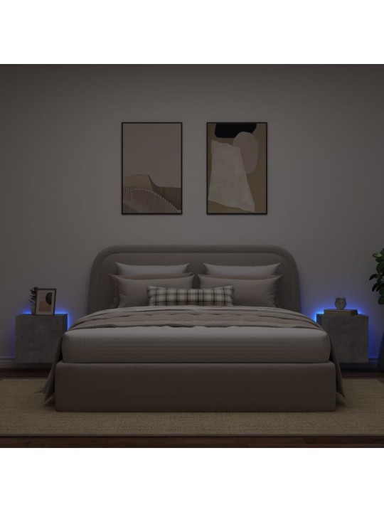 Nástěnné TV skříňky s LED 2 ks betonově šedé 40,5 x 35 x 40 cm