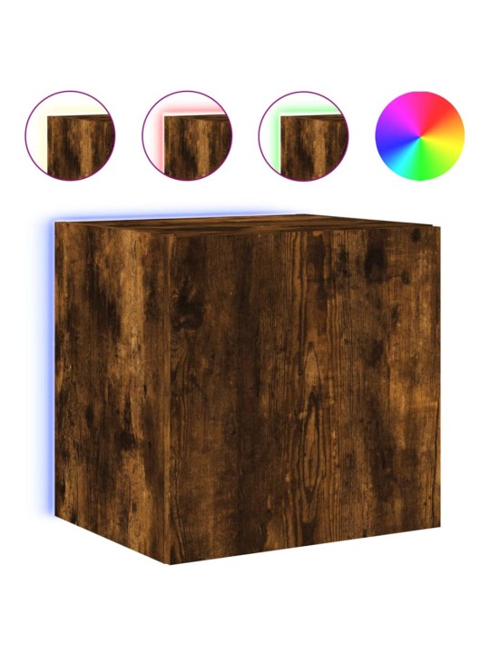 Nástěnná TV skříňka s LED osvětlením kouřový dub 40,5x35x40 cm