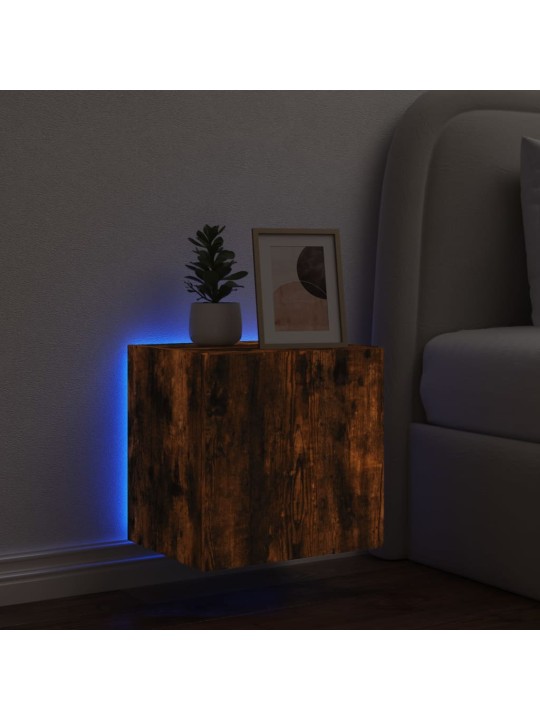 Nástěnná TV skříňka s LED osvětlením kouřový dub 40,5x35x40 cm