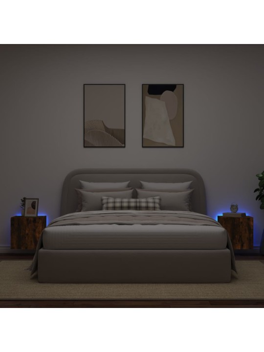 Nástěnné TV skříňky s LED 2 ks kouřový dub 40,5 x 35 x 40 cm