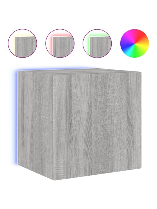 Nástěnná TV skříňka s LED osvětlením šedá sonoma 40,5x35x40 cm