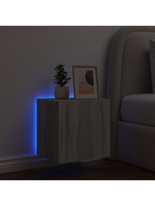 Nástěnná TV skříňka s LED osvětlením šedá sonoma 40,5x35x40 cm