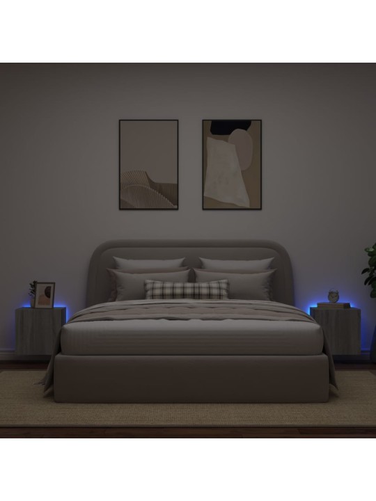 Nástěnné TV skříňky s LED 2 ks šedé sonoma 40,5 x 35 x 40 cm