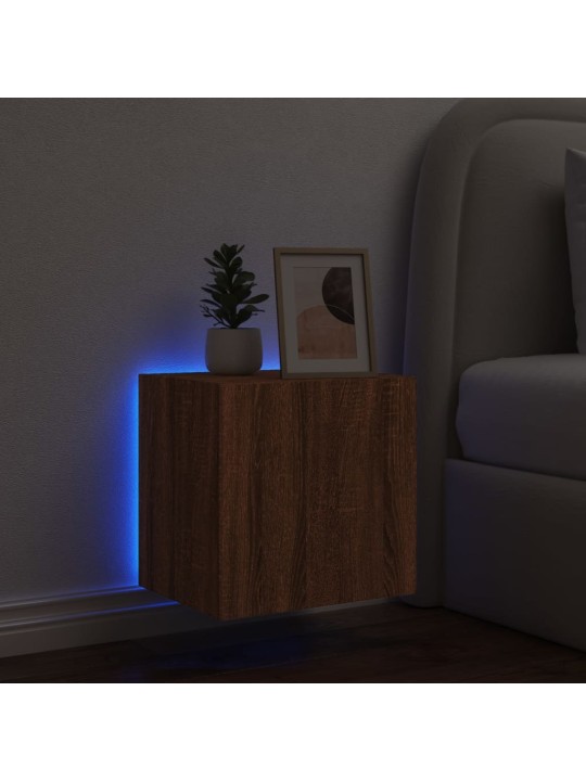 Nástěnná TV skříňka s LED osvětlením hnědý dub 40,5x35x40 cm