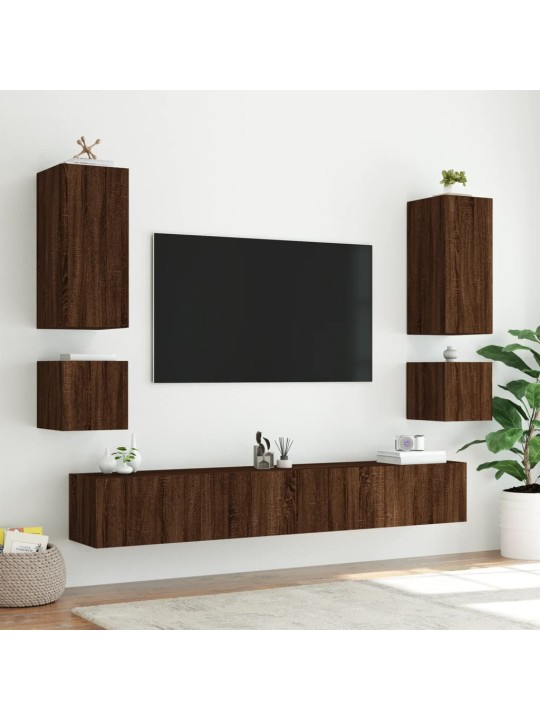 Nástěnná TV skříňka s LED osvětlením hnědý dub 40,5x35x40 cm
