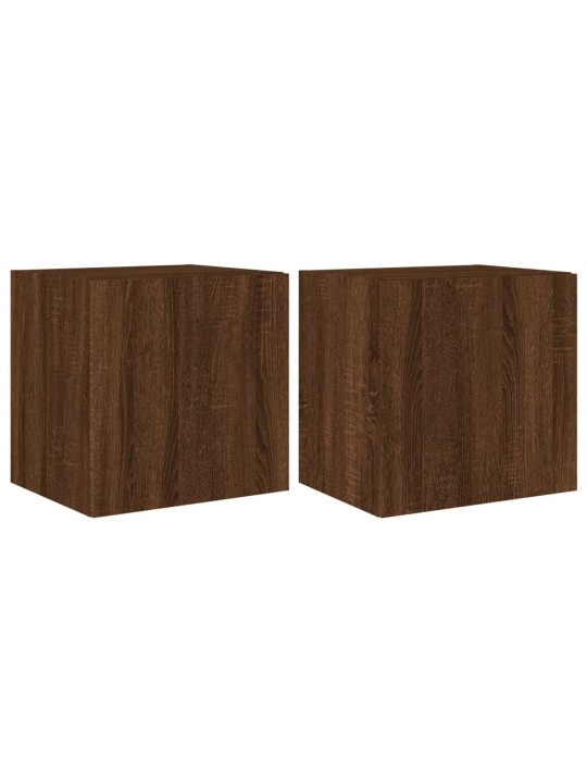 Nástěnné TV skříňky s LED 2 ks hnědý dub 40,5 x 35 x 40 cm